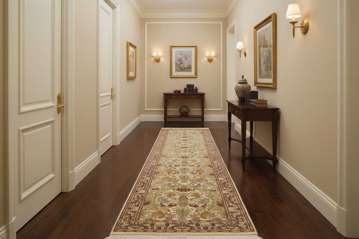 handmade Traditional William Ivory Rust Hand Knotted RUNNER 100% WOOL area rug 3' x 12'