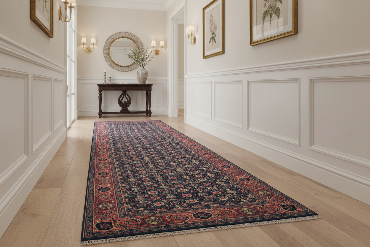 handmade Traditional Kashan Blue Pink Hand Knotted RUNNER 100% WOOL area rug 3' x 10'