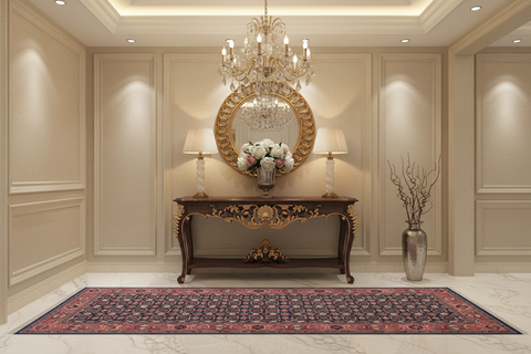 handmade Traditional Kashan Blue Pink Hand Knotted RUNNER 100% WOOL area rug 3x10