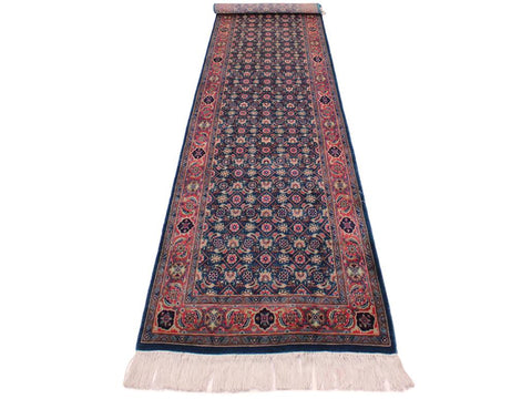 handmade Traditional Kashan Blue Pink Hand Knotted RUNNER 100% WOOL area rug 3x10