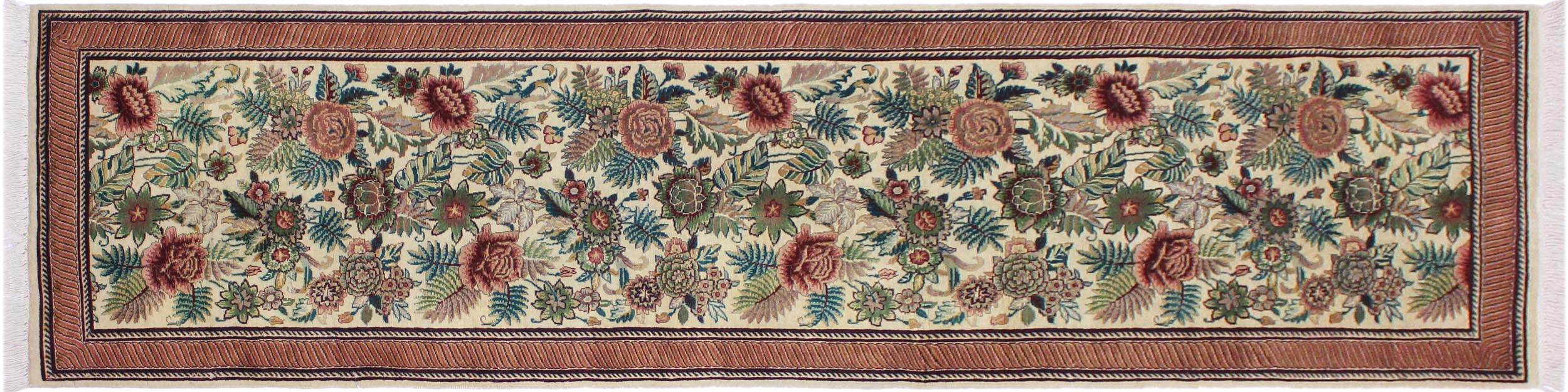 handmade Traditional Gohar Beige Red Hand Knotted RUNNER 100% WOOL area rug 3' x 10'