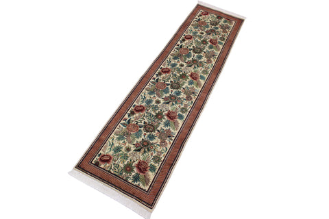 handmade Traditional Gohar Beige Red Hand Knotted RUNNER 100% WOOL area rug 3' x 10'