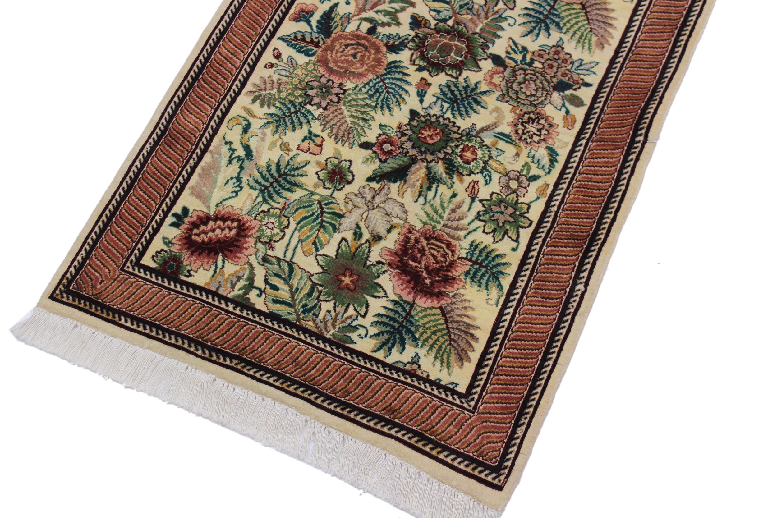 handmade Traditional Gohar Beige Red Hand Knotted RUNNER 100% WOOL area rug 3' x 10'