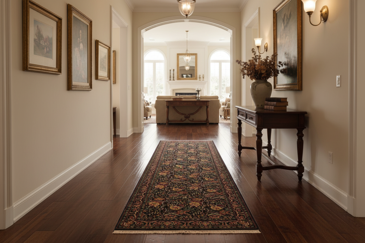handmade Traditional Morris Black Red Hand Knotted RUNNER 100% WOOL area rug 3' x 14'