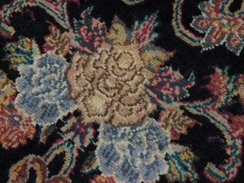 handmade Traditional Kashan Black Gray Hand Knotted RUNNER 100% WOOL area rug 3x10