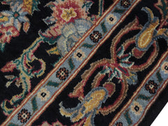 handmade Traditional Kashan Black Gray Hand Knotted RUNNER 100% WOOL area rug 3x10