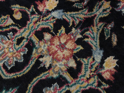 handmade Traditional Kashan Black Gray Hand Knotted RUNNER 100% WOOL area rug 3x10