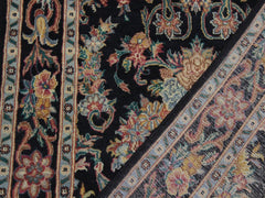 handmade Traditional Kashan Black Gray Hand Knotted RUNNER 100% WOOL area rug 3x10