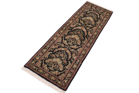 handmade Traditional Hamed Black Red Hand Knotted RUNNER 100% WOOL area rug 3' x 8'