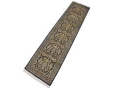 handmade Traditional Kashan Black Gray Hand Knotted RUNNER 100% WOOL area rug 3x10