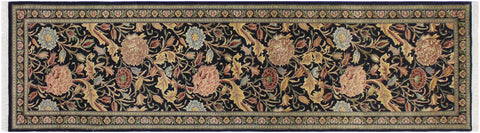 handmade Traditional Kamal Black Blue Hand Knotted RUNNER 100% WOOL area rug 3x10