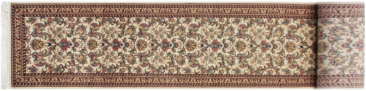 handmade Traditional Hamed Ivory Beige Hand Knotted RUNNER 100% WOOL area rug 3x12