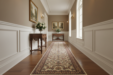 handmade Traditional Hamed Ivory Beige Hand Knotted RUNNER 100% WOOL area rug 3' x 12'