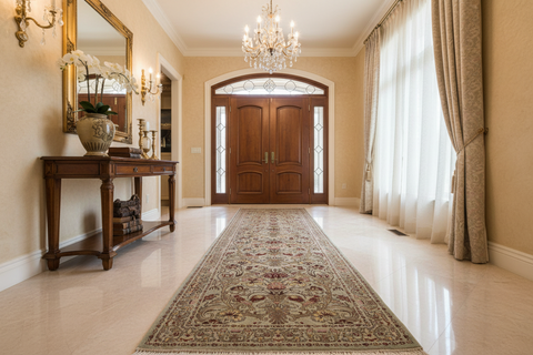 handmade Traditional Sayra Green Brown Hand Knotted RUNNER 100% WOOL area rug 2' x 10'