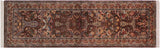 handmade Traditional Gulab Brown Blue Hand Knotted RUNNER 100% WOOL area rug 3x8