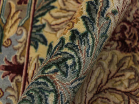 handmade Traditional Tulip Beige Gold Hand Knotted RUNNER 100% WOOL area rug 3x8