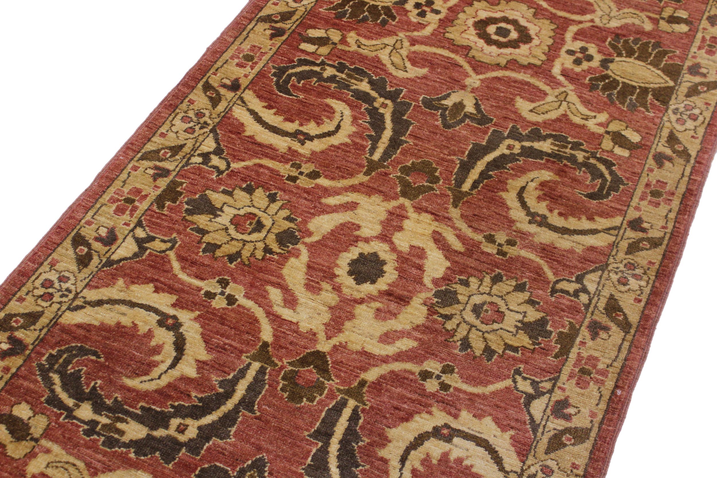 handmade Transitional Kafkaz Pink Tan Hand Knotted RUNNER 100% WOOL area rug 3' x 18'