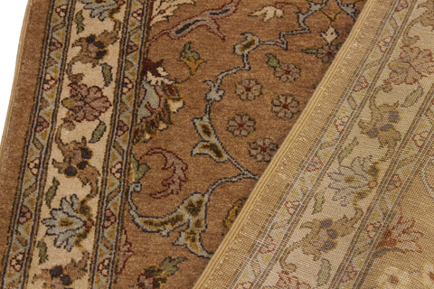 handmade Transitional Kashan Gold Ivory Hand Knotted RUNNER 100% WOOL area rug 3' x 10'