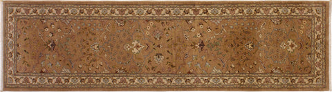 handmade Transitional Kashan Gold Ivory Hand Knotted RUNNER 100% WOOL area rug 3' x 10'