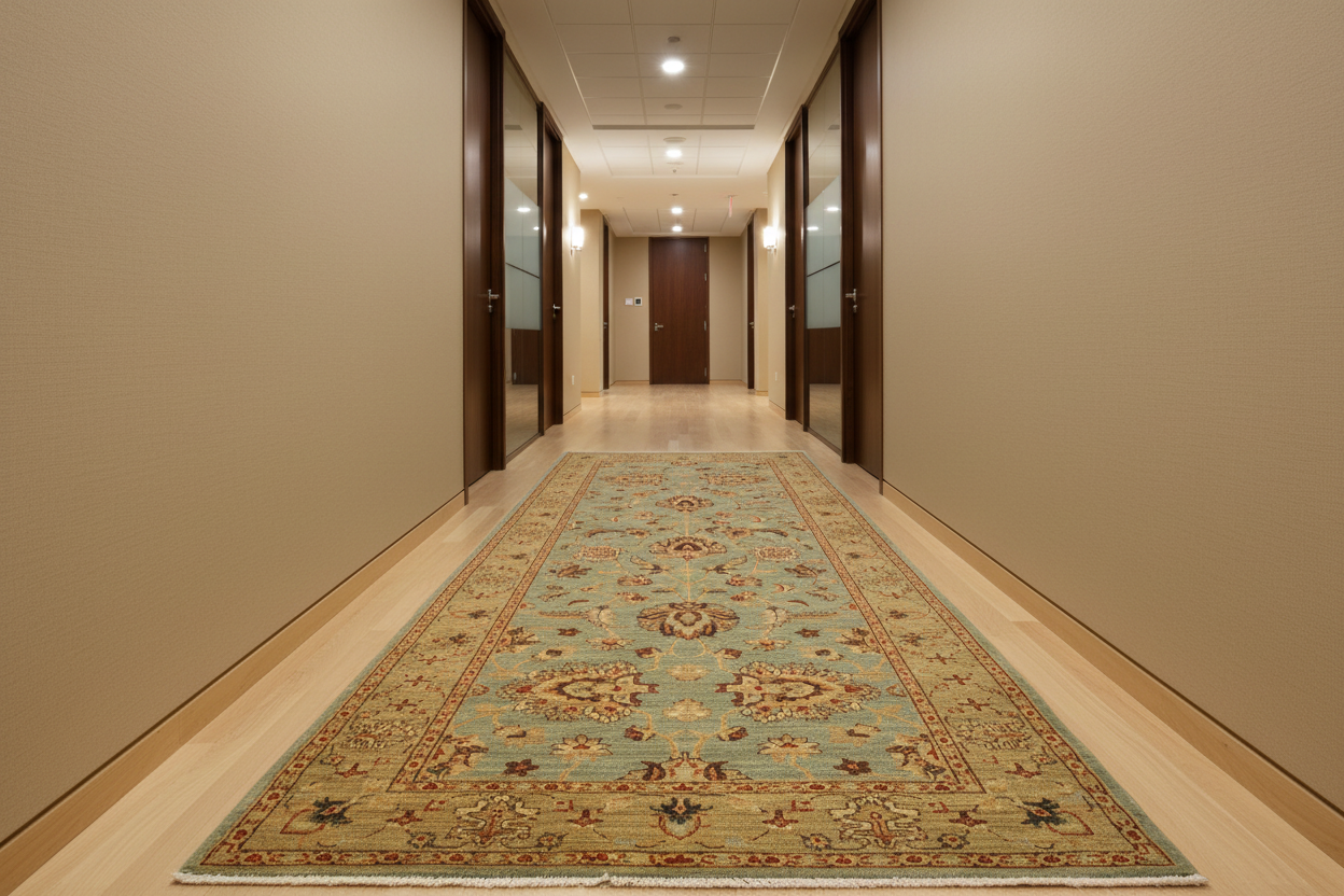 handmade Traditional Kafkaz Lt. Blue Lt. Green Hand Knotted RUNNER 100% WOOL area rug 4' x 12'