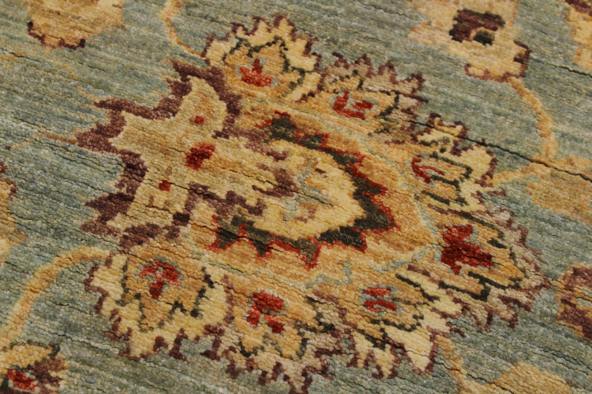 handmade Traditional Kafkaz Lt. Blue Lt. Green Hand Knotted RUNNER 100% WOOL area rug 4' x 12'