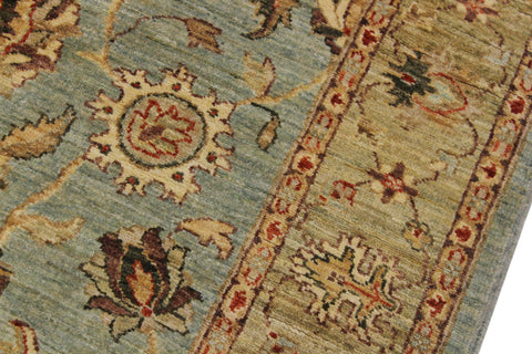 handmade Traditional Kafkaz Lt. Blue Lt. Green Hand Knotted RUNNER 100% WOOL area rug 4' x 12'