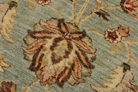handmade Traditional Kafkaz Lt. Blue Lt. Green Hand Knotted RUNNER 100% WOOL area rug 4' x 12'