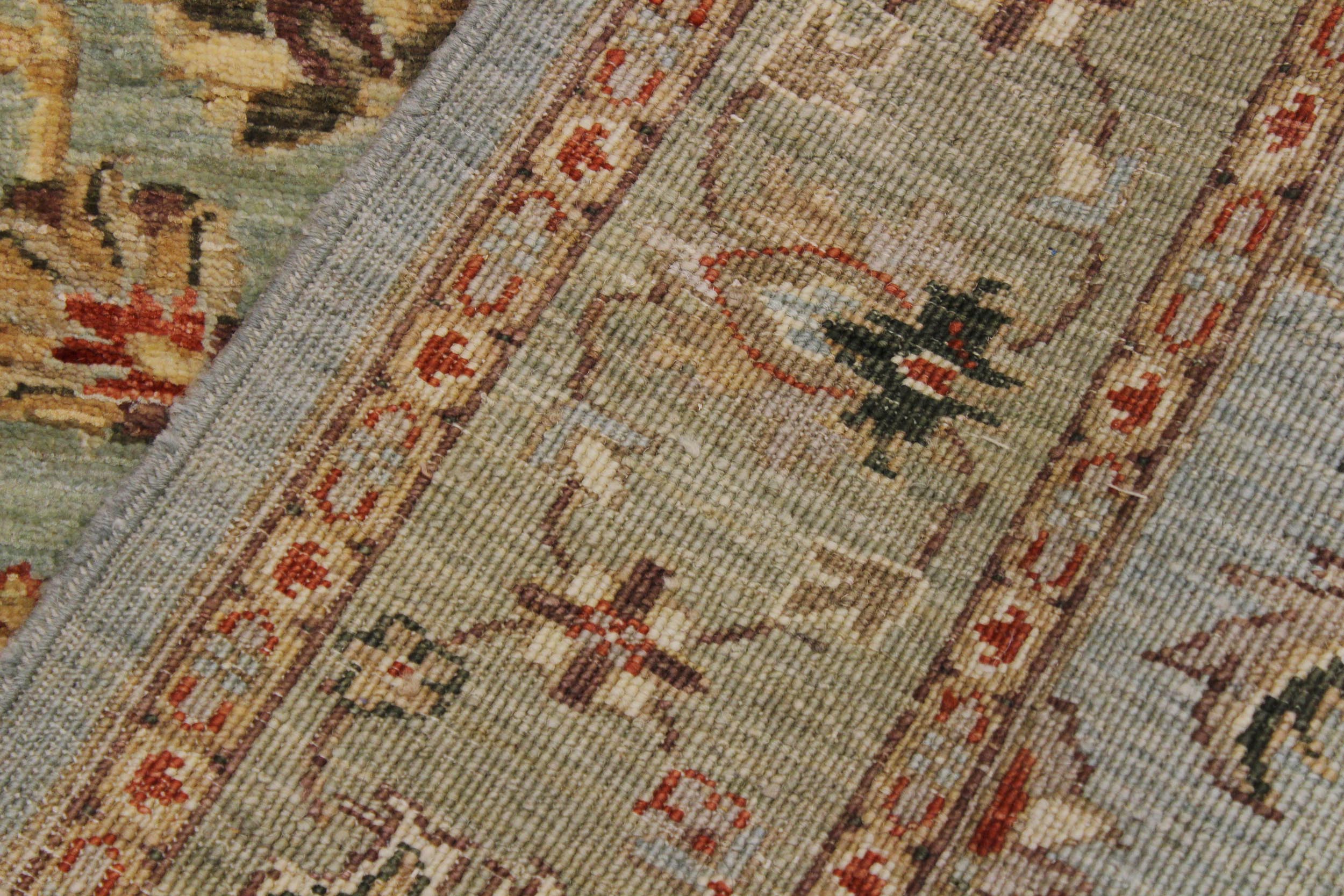 handmade Traditional Kafkaz Lt. Blue Lt. Green Hand Knotted RUNNER 100% WOOL area rug 4' x 12'