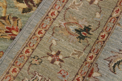 handmade Traditional Kafkaz Lt. Blue Lt. Green Hand Knotted RUNNER 100% WOOL area rug 4' x 12'