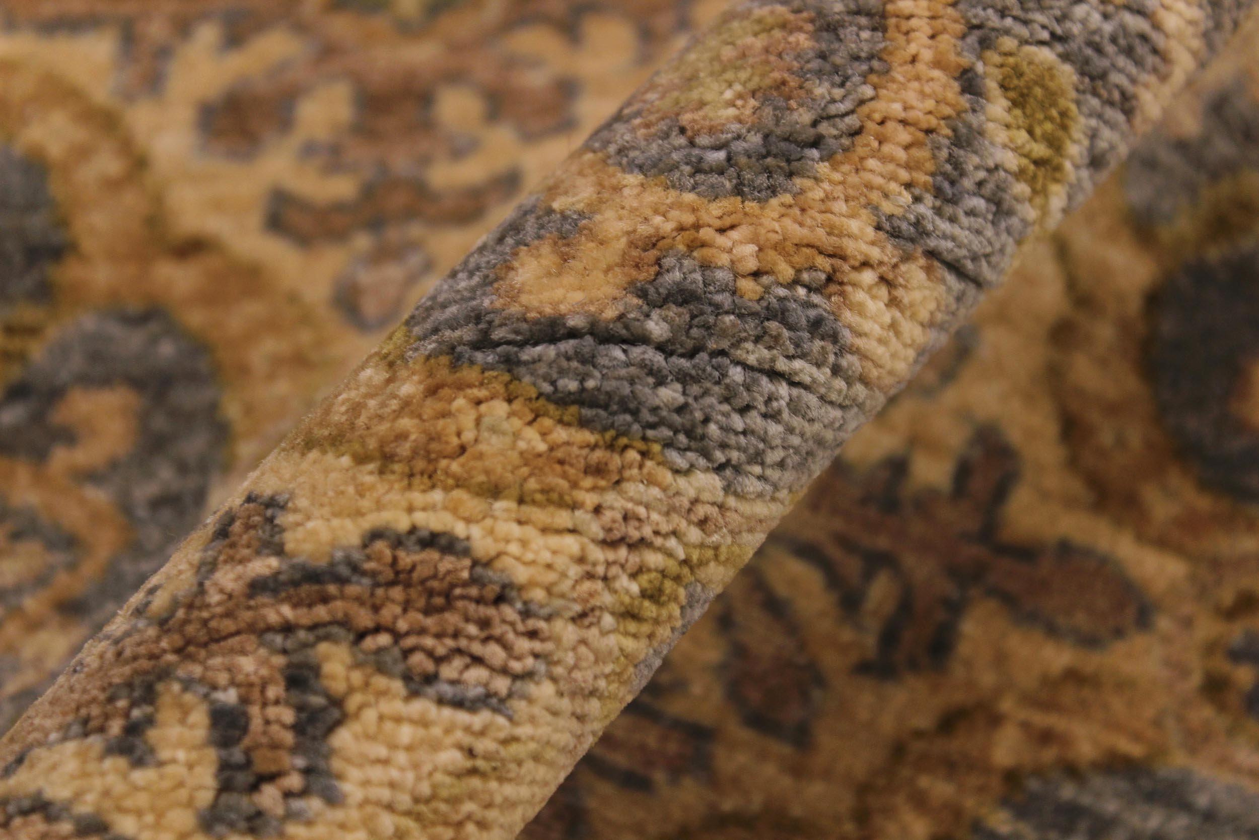 handmade Geometric Kafkaz Gray Gold Hand Knotted RUNNER 100% WOOL area rug 3' x 10'