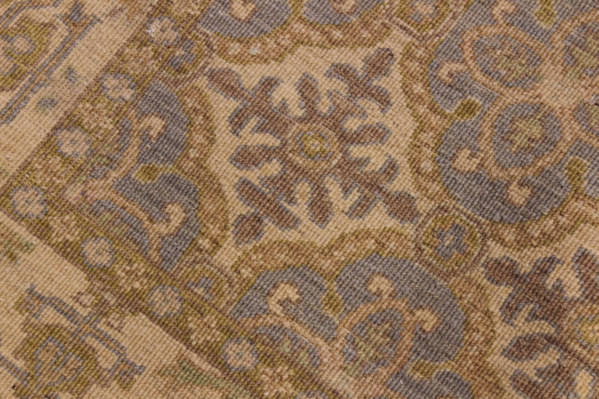 handmade Geometric Kafkaz Gray Gold Hand Knotted RUNNER 100% WOOL area rug 3' x 10'