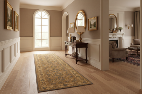 handmade Geometric Kafkaz Gray Gold Hand Knotted RUNNER 100% WOOL area rug 3' x 10'