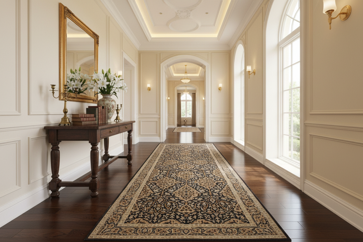 handmade Transitional Veg Dye Brown Gold Hand Knotted RUNNER 100% WOOL area rug 4' x 13'