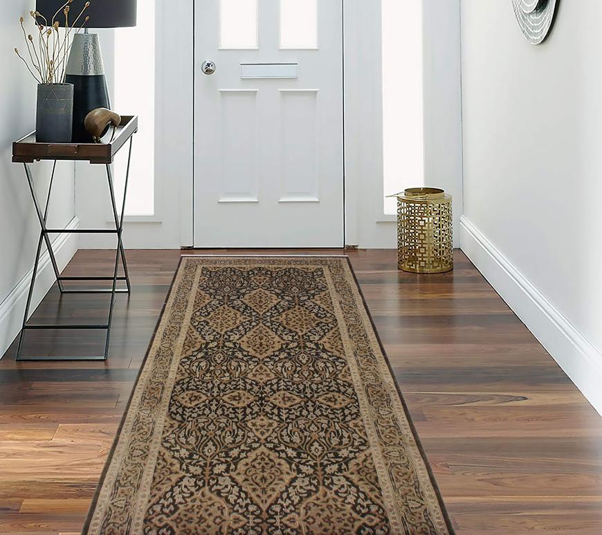 handmade Transitional Veg Dye Brown Gold Hand Knotted RUNNER 100% WOOL area rug 4'X13'