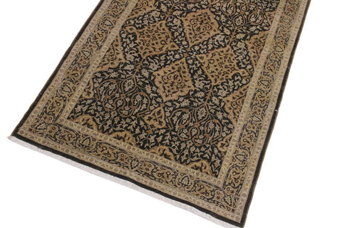 handmade Transitional Veg Dye Brown Gold Hand Knotted RUNNER 100% WOOL area rug 4'X13'