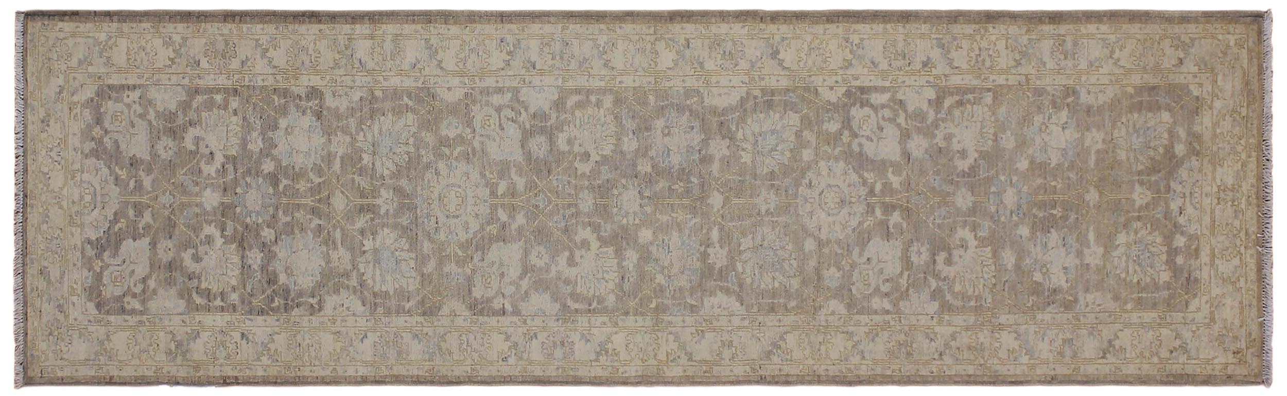 handmade Traditional Kafkaz Lt. Brown Ivory Hand Knotted RUNNER 100% WOOL area rug 3' x 10'