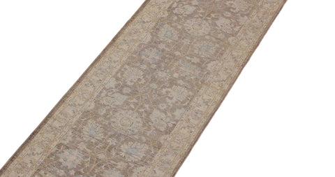 handmade Traditional Kafkaz Lt. Brown Ivory Hand Knotted RUNNER 100% WOOL area rug 3' x 10'
