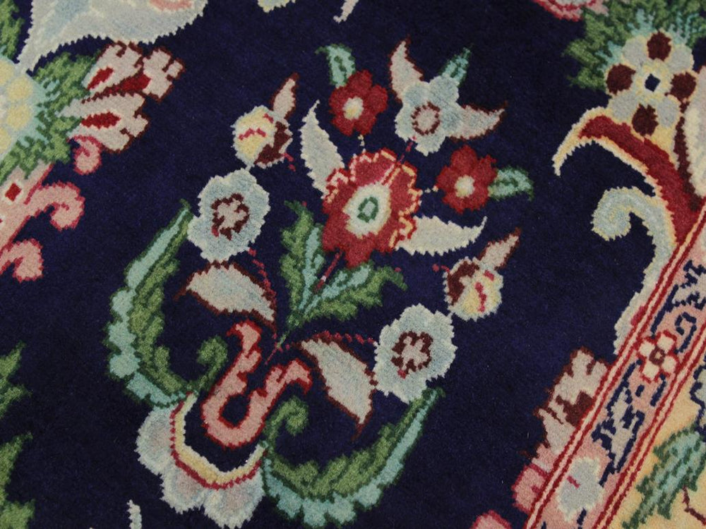 handmade Traditional Kashan Blue Gold Hand Knotted RUNNER 100% WOOL area rug 3x10