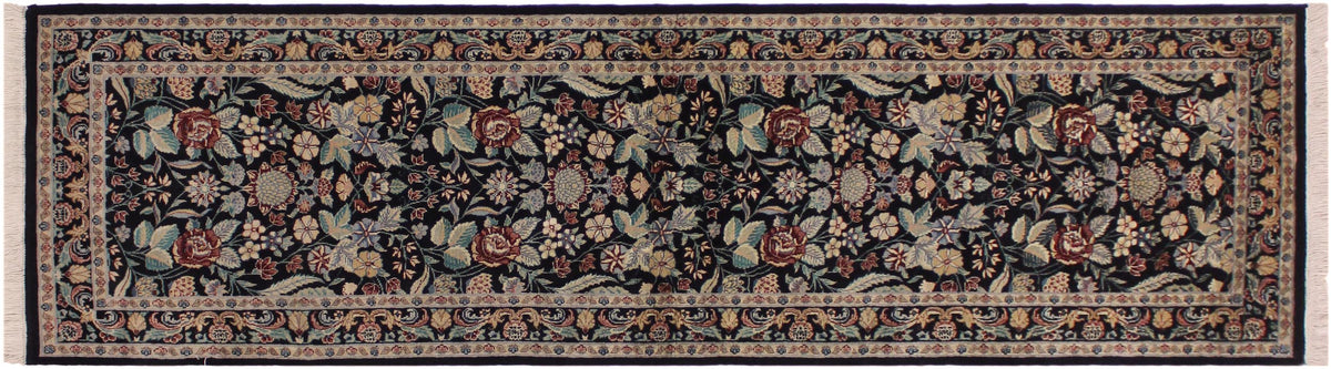 handmade Traditional  Black Gray Hand Knotted RUNNER 100% WOOL area rug 3' x 9'