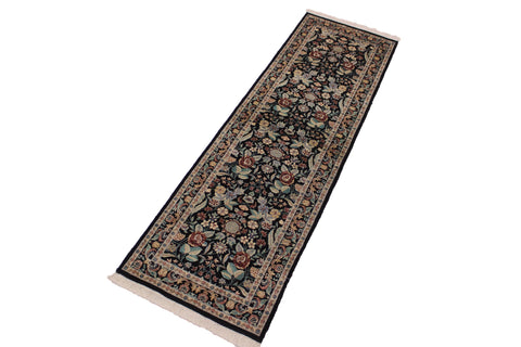 handmade Traditional  Black Gray Hand Knotted RUNNER 100% WOOL area rug 3' x 9'