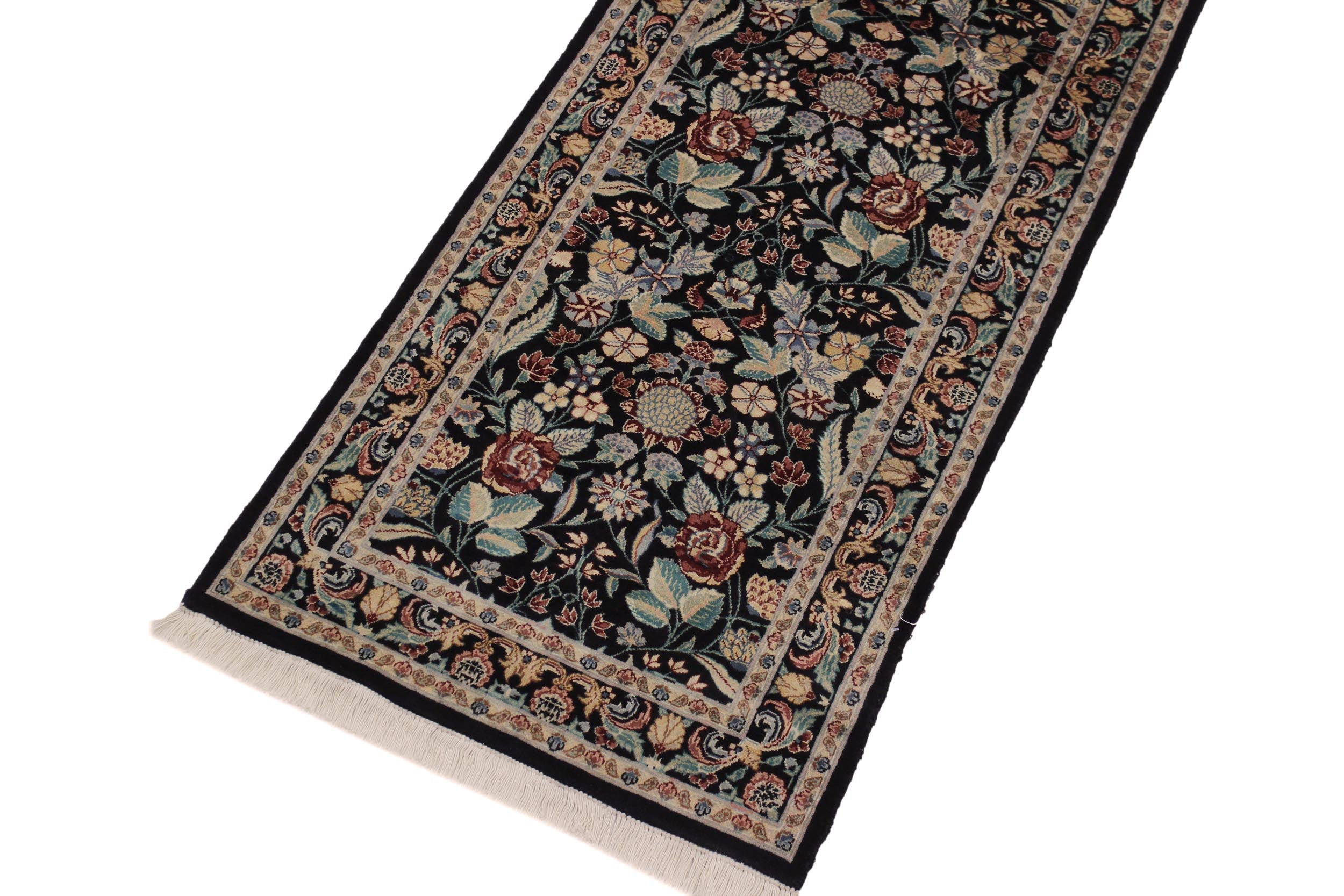 handmade Traditional  Black Gray Hand Knotted RUNNER 100% WOOL area rug 3' x 9'