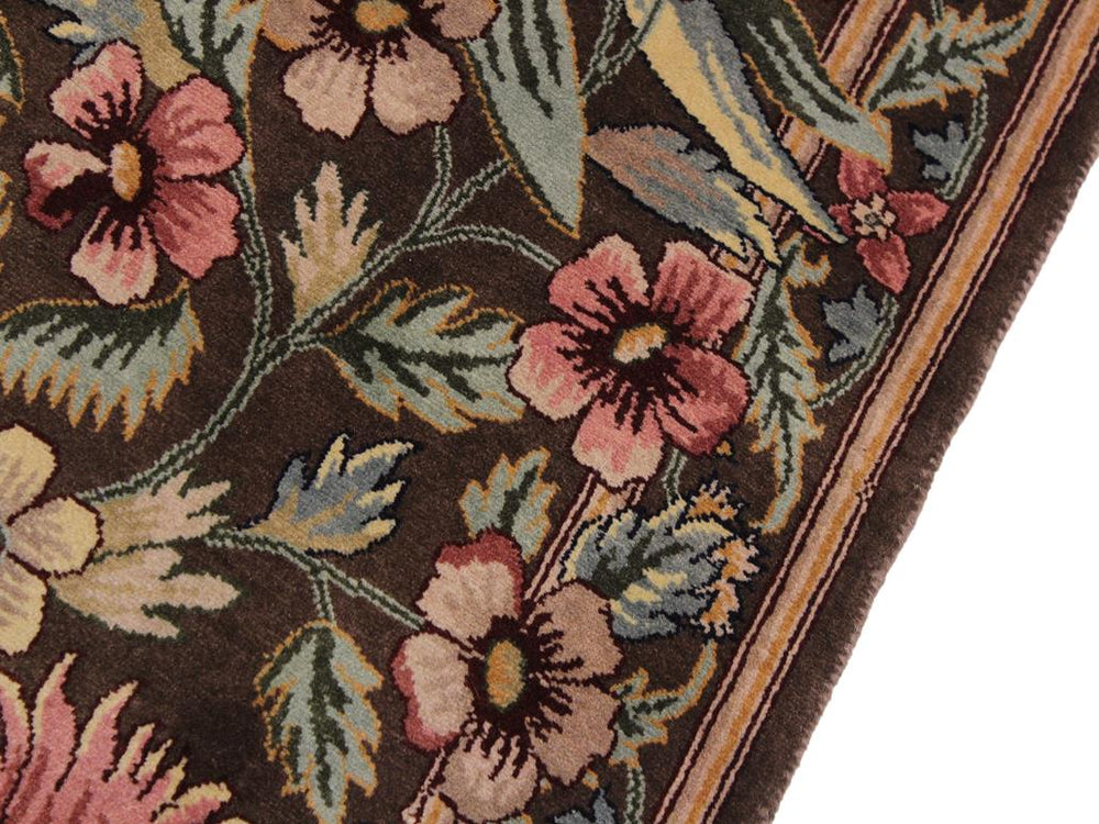 handmade Traditional Gulzar Brown Pink Hand Knotted RUNNER 100% WOOL area rug 3x13