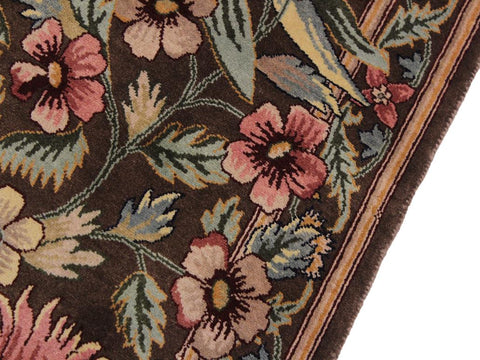 handmade Traditional Gulzar Brown Pink Hand Knotted RUNNER 100% WOOL area rug 3x13