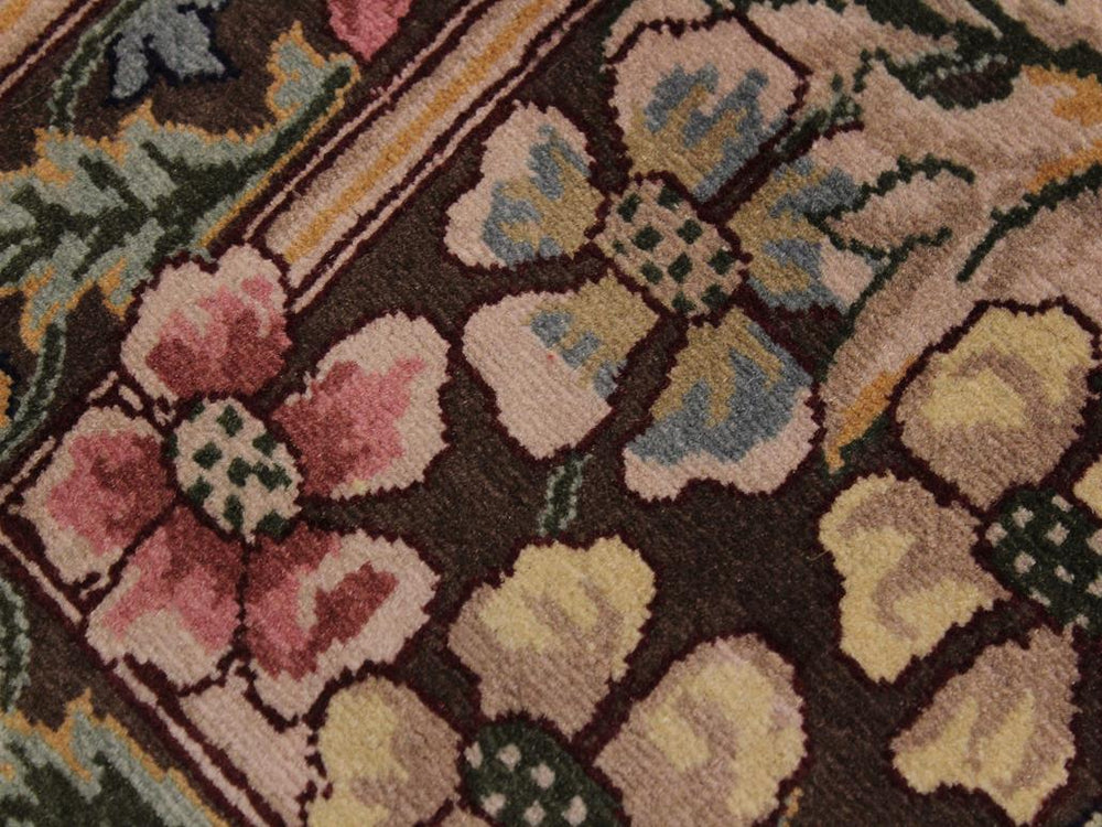 handmade Traditional Gulzar Brown Pink Hand Knotted RUNNER 100% WOOL area rug 3x13