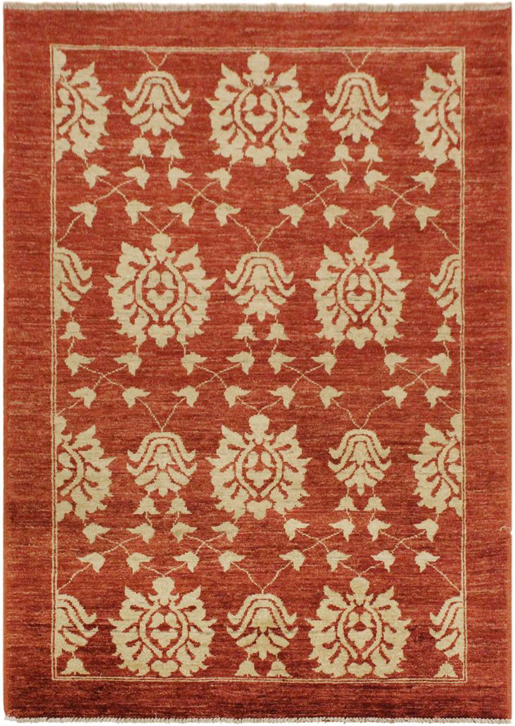 handmade Transitional Kafkaz Red Gold Hand Knotted RECTANGLE 100% WOOL area rug 4X6