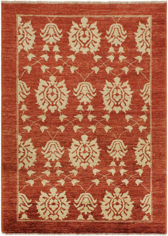 handmade Transitional Kafkaz Red Gold Hand Knotted RECTANGLE 100% WOOL area rug 4X6