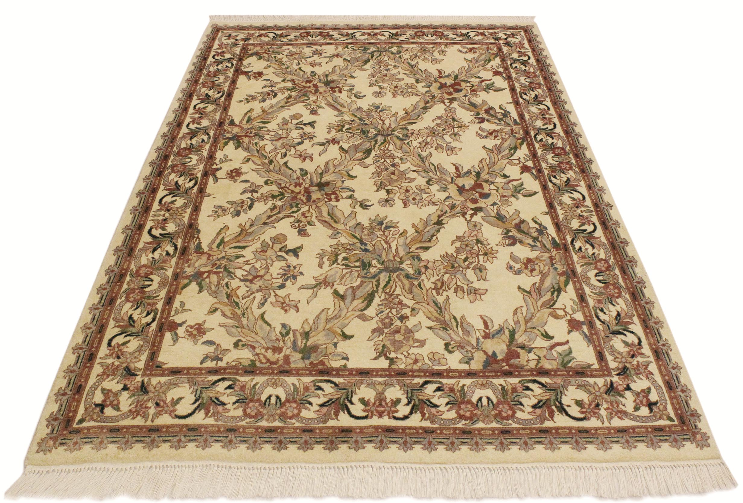 handmade Transitional Basan Beige Gray Hand Knotted RECTANGLE 100% WOOL area rug 4x6
