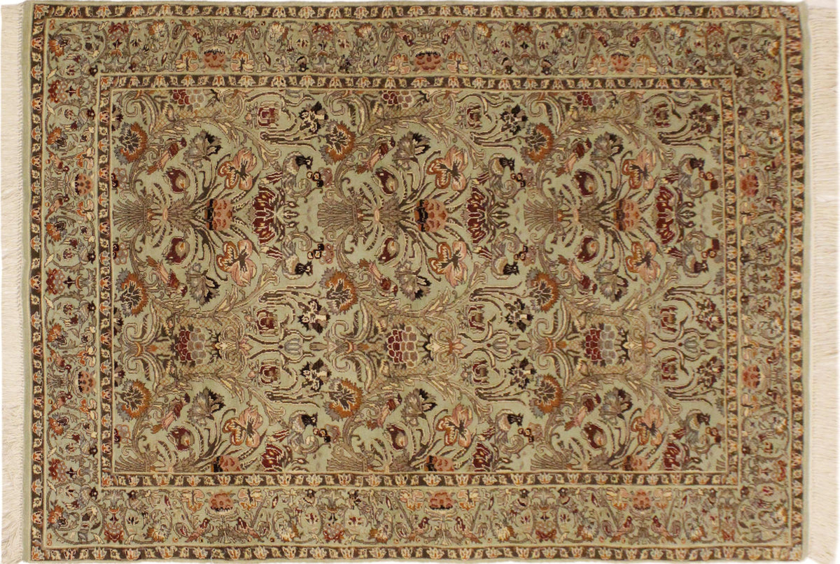 handmade Transitional Sayra Lt. Green Rust Hand Knotted RECTANGLE 100% WOOL area rug 4x6