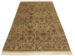 handmade Traditional Sayra Lt. Green Rust Hand Knotted RECTANGLE 100% WOOL area rug 4x6