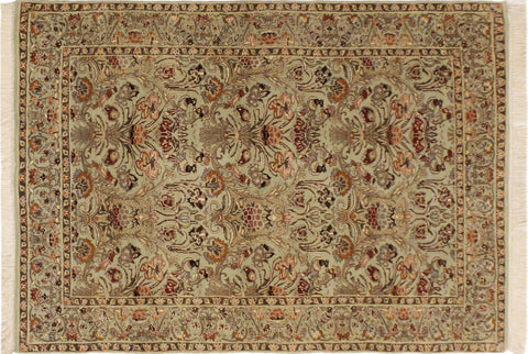 handmade Transitional Sayra Lt. Green Rust Hand Knotted RECTANGLE 100% WOOL area rug 4x6